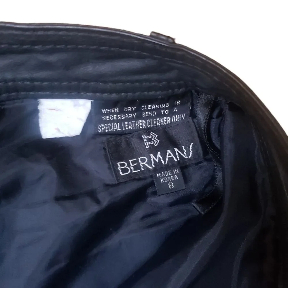Vintage Bermans High Rise Leather Pants Womens Size 8 Black Minimalist 90s Rave